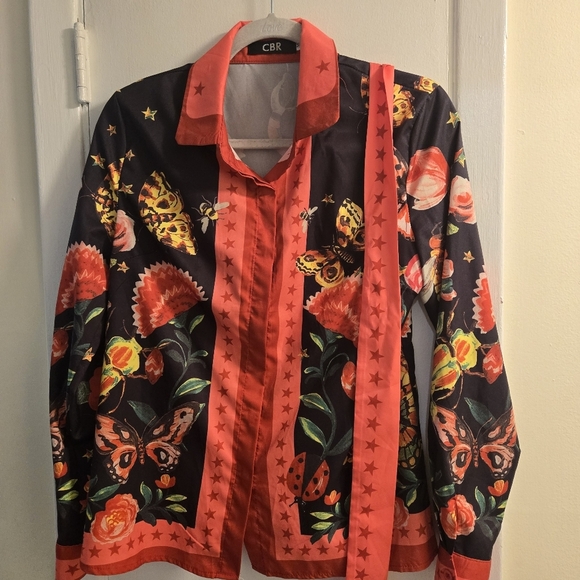 CBR Chic Long Sleeve Floral Butterfly's Lady Bug Bees Snake Top Size M - Picture 11 of 11